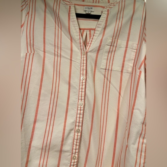 J. Crew Factory Women's Button Down Shirt Medium 100% Cotton with tie Sleeves - Picture 5 of 9